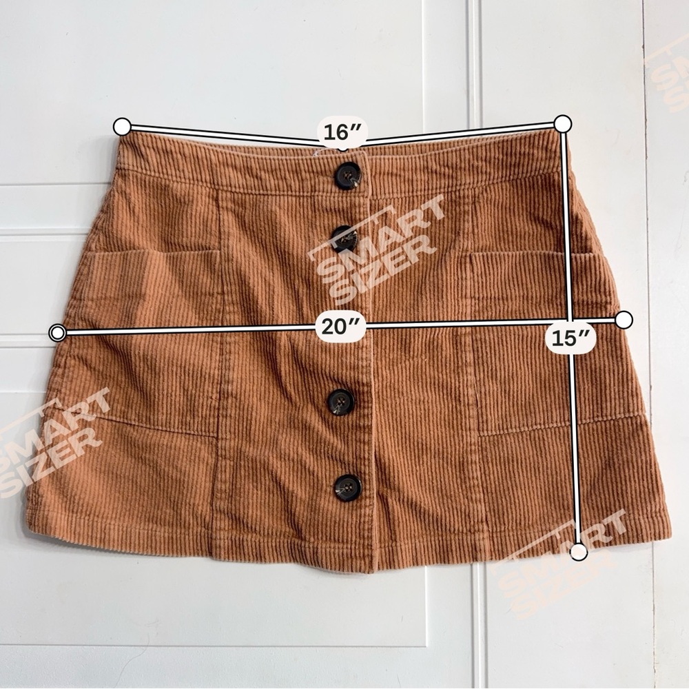 Chloe & Katie Women’s Sz L Khaki Corduroy Button Up Mini Skirt Cotton Pockets - Picture 5 of 5
